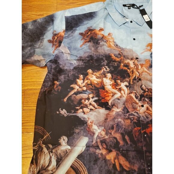 Fashion Nova Mens Button Down shirt Sz XXXL Fits like a 4X or 5X Renaissance Art - Picture 5 of 12